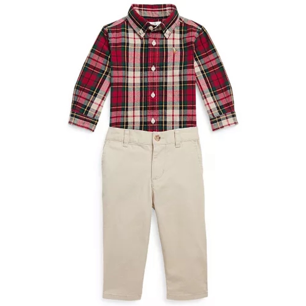 Ralph Lauren Tartan Oxford Shirt and Chino Pants, 2 Piece Set